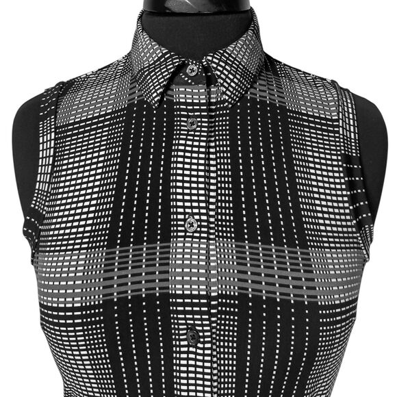 Brooks Brothers 346 Women's Shirt Dress Button Down Black White Plaid Belted PXS - Picture 5 of 10